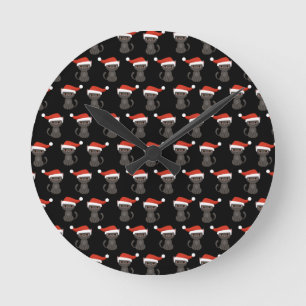 Wütende schwarze Katze Lustige Weihnachtsgeschenke Runde Wanduhr