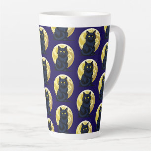 Wütende schwarze Katze Milchtasse