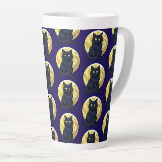 Wütende schwarze Katze Milchtasse (Rechte Ecke)