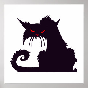 Wütende schwarze Katze Poster