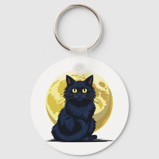 Wütende schwarze Katze Schlüsselanhänger (Vorderseite)