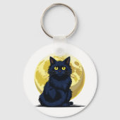 Wütende schwarze Katze Schlüsselanhänger (Rückseite)