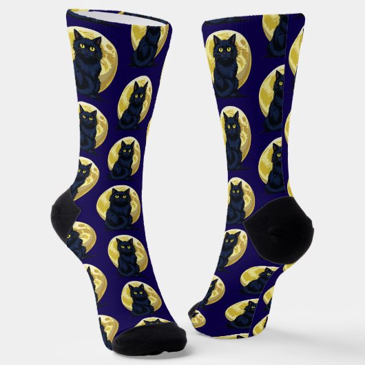 Wütende schwarze Katze Socken (Gewinkelt)
