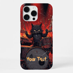 Wütende schwarze Katze spielt Schlagzeug wütender  iPhone 16 Pro Max Hülle