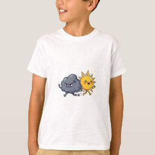 Wütende Sturmwolke jagt glückliche Sonnenkinder T-Shirt
