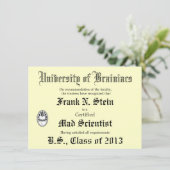 Wütende Wissenschaftler-Diplom-Witzeinladung Einladung (Stehend Vorderseite)