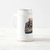 Wütender Alter Mann - Cartoon-Illustration Bierglas (Vorderseite Links)