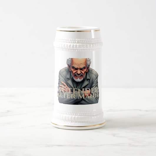 Wütender Alter Mann - Cartoon-Illustration Bierglas (Mittel)