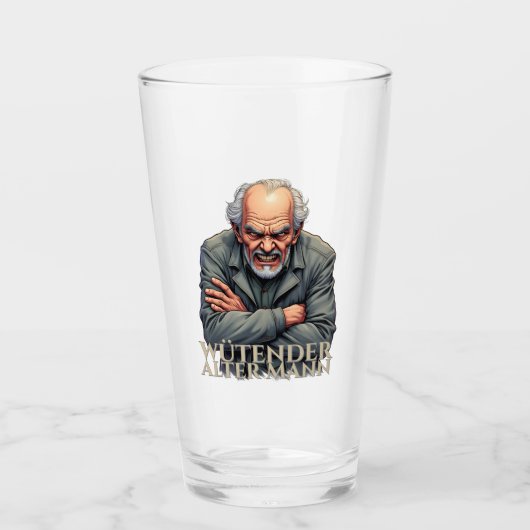 Wütender Alter Mann - Cartoon-Illustration Glas (Vorderseite)