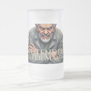Wütender Alter Mann - Cartoon-Illustration Mattglas Bierglas