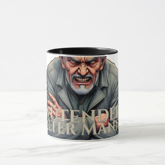 Wütender Alter Mann - Cartoon-Illustration Tasse (Zentrum)