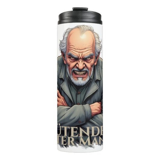 Wütender Alter Mann - Cartoon-Illustration Thermosbecher (Vorderseite)