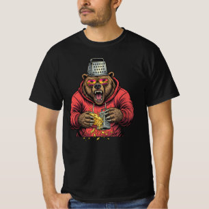 Wütender Bär reibt Käse mit Käsehobel-Hut T-Shirt