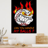 Wütender Baseball mit Zitat, Lustig Poster (Küche)