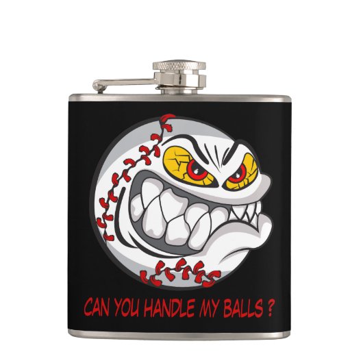 Wütender Baseball Schwarz Flachmann (Vorderseite)
