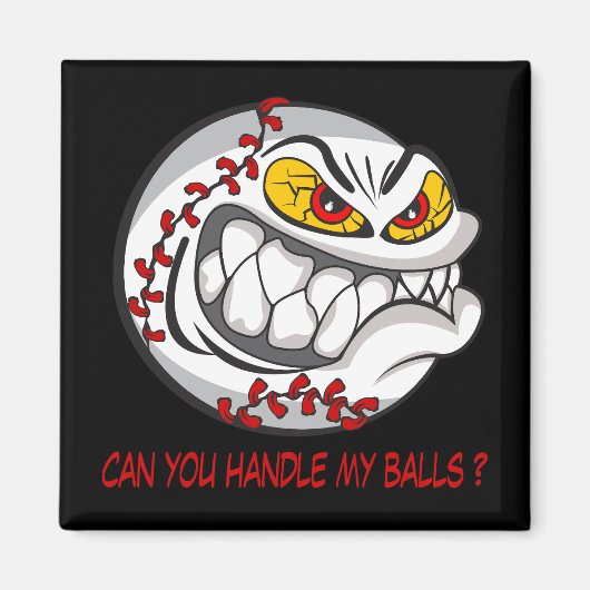 Wütender Baseball Schwarz Magnet (Vorne)
