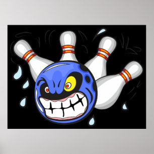 Wütender Bowlingball, lustiger Sport Poster