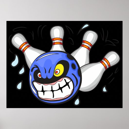 Wütender Bowlingball, lustiger Sport Poster (Vorne)