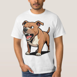 Wütender brauner Pitbull-Cartoon-Hund Geschenk für T-Shirt