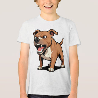 Wütender brauner Pitbull-Cartoon-Hund Geschenk für Tri-Blend Shirt