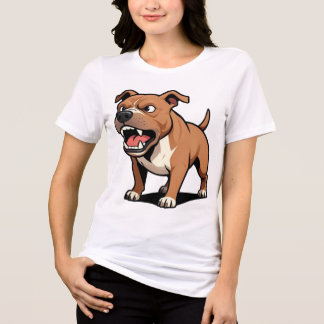 Wütender brauner Pitbull-Cartoon-Hund Geschenk für Tri-Blend Shirt