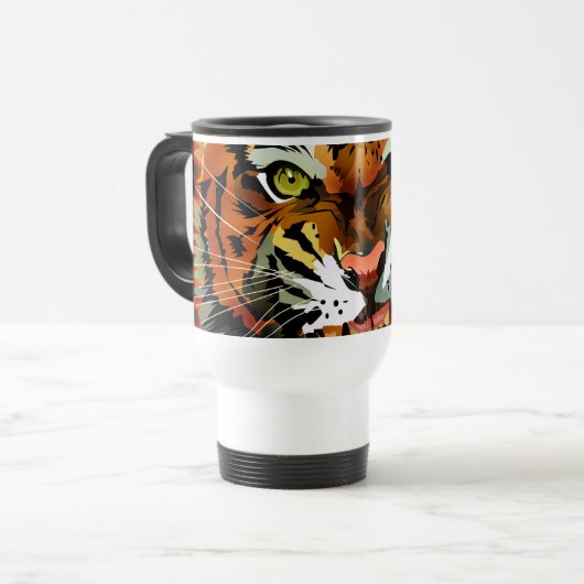 Wütender Brüllender Tiger Reise-Kaffeebecher Bold Reisebecher (Vorderseite Links)