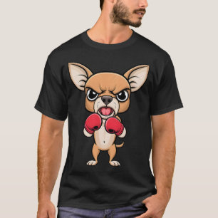 Wütender Chihuahua-Hund mit Boxhandschuhen Lustige T-Shirt