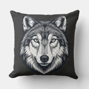 Wütender einsamer Wolf Kopf Grafik Wurfkissen Kissen