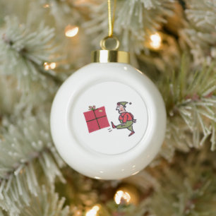 Wütender Elf Keramik-Weihnachtsbaumkugel-Schmuck Keramik Kugel-Ornament