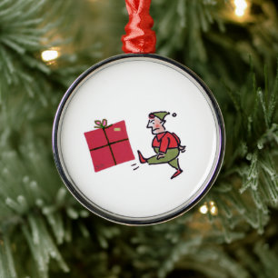 Wütender Elf rundes Premium-Ornament Ornament Aus Metall