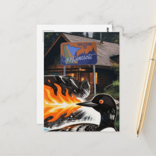 Wütender feuerspeiender MN-Loon-Protest Postkarte