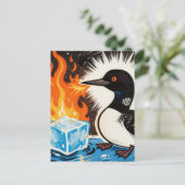 Wütender feuerspeiender MN-Taucher, der Eis schmil Postkarte (Stehend Vorderseite)