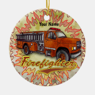 Wütender Feuerwehrmann Feuerwehr Keramik Ornament