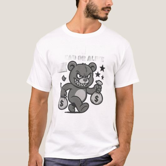 Wütender Geld Bär Cartoon T-Shirt – Bold Streetwea (Vorderseite)