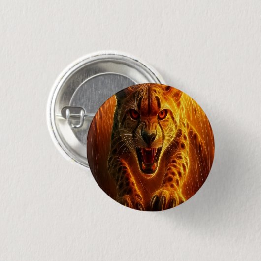 Wütender Gepard Knopf Button (Vorne & Hinten)