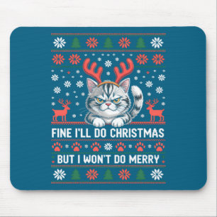 Wütender Geweih-Katz lustiger Xmas-hässlicher-Schw Mousepad