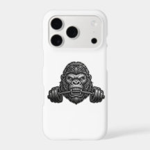 Wütender Gorilla, der Langhantel beißt Gym Motivat