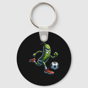 Wütender Gurken-Fußballspieler-Fußball-Cartoon Schlüsselanhänger