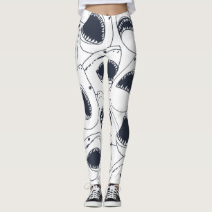 Wütender Hai, vintage Doodle-Muster. Leggings