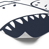 Wütender Hai, Vintages Doodle-Muster. Poster (Ecke)