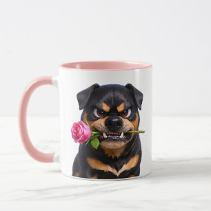 Wütender Hund mit Rose Tasse