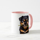 Wütender Hund mit Rose Tasse (VorderseiteRechts)