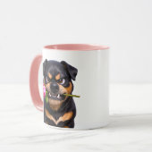 Wütender Hund mit Rose Tasse (Vorderseite Links)