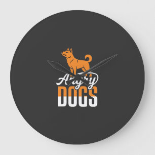 Wütender Hundevektor-Maskottchen Große Wanduhr