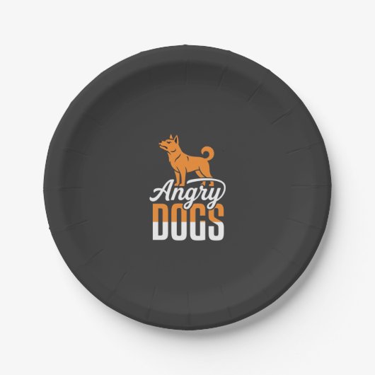 Wütender Hundevektor-Maskottchen Pappteller (Vorderseite)