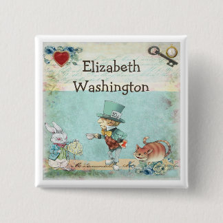 Wütender Hutmacher-Alice im Wunderland-Namen-Umbau Button