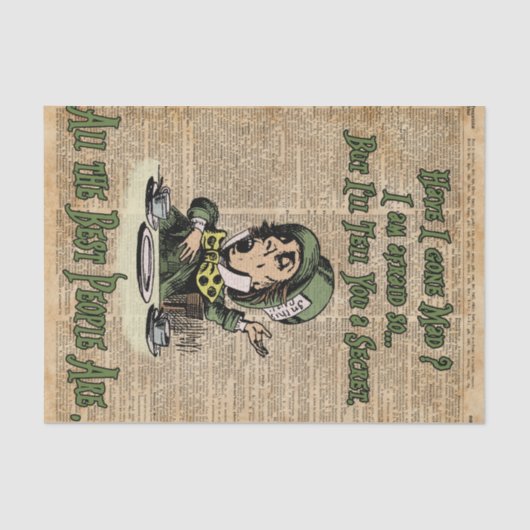 Wütender Hutmacher, Alice im Wunderland, zitieren Seidenpapier (Vorderseite)