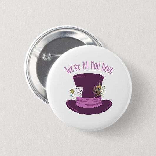 Wütender Hutmacher-Hut Button (Vorne & Hinten)