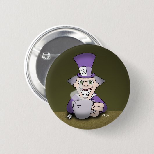 Wütender Hutmacher-Knopf Button (Vorne & Hinten)