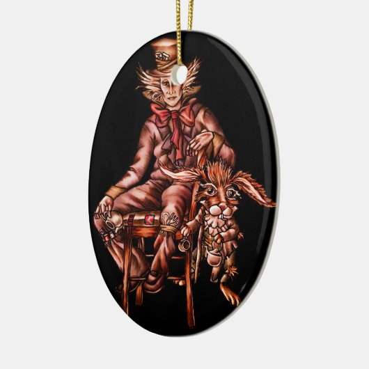 Wütender Hutmacher mit dem März-Hase-Zeichnen Keramikornament (Links)